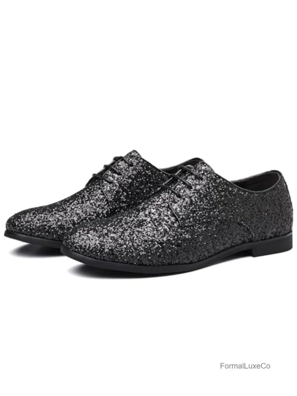 Men's Glitter Sequins Lace Up Tuxedo Dress Oxfords Wedding Prom Shoes
